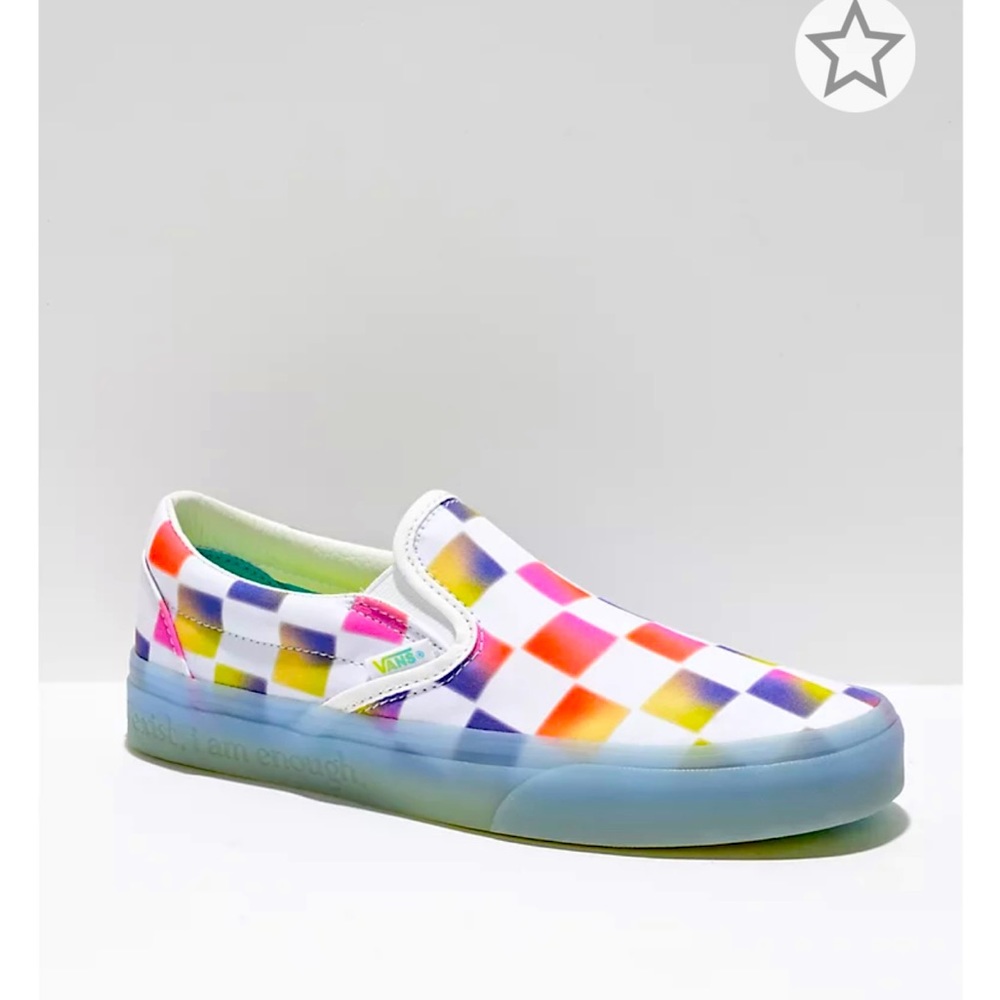 ✨LAST CHANCE✨VANS Cultivate Care Checkered Rainbow Slip On Skate Shoes